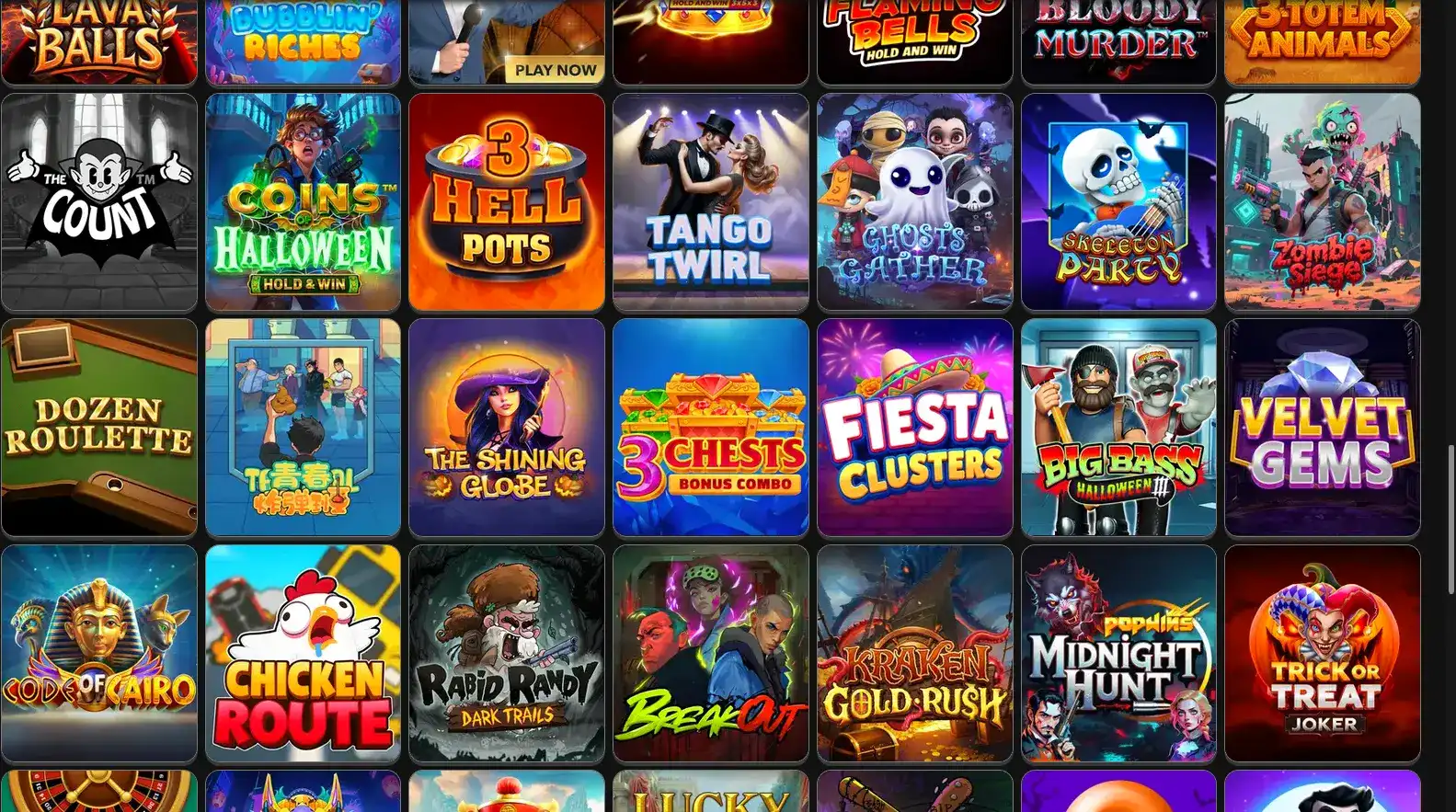 Интерфейс игрового зала казино Р7 с множеством слотов